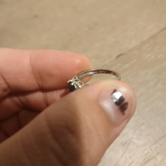 BLUE SAPPHIRE & DIAMOND RING 10K ROSE GOLD - Picture 2 of 3